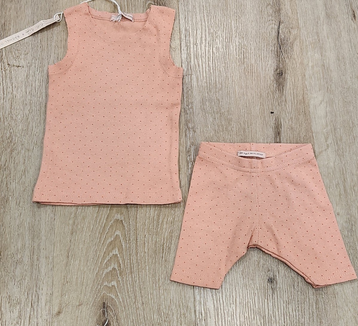 Lil Legs Baby Girl Size 9M Pink/Red Polka Dot Tank Set NWT