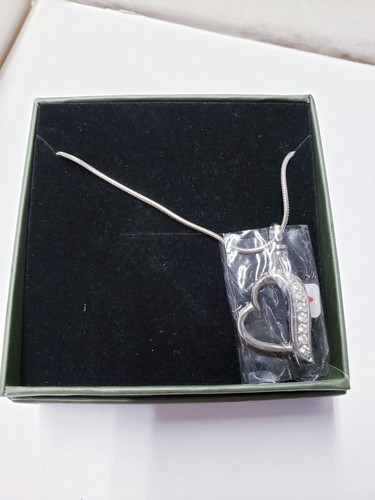 Anavia wholesale Encrusted Clear Crystal Heart Cremation Memorial Necklace 22"