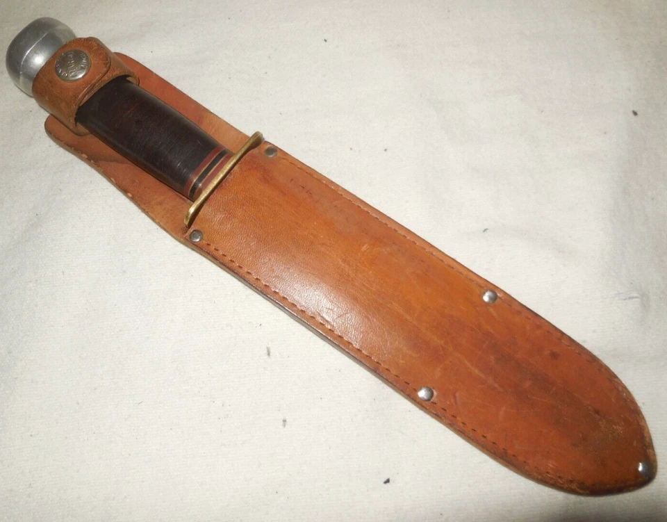 CUCHILLO Y VAINA DE CUERO VINTAGE CANICAS 7" HOJA FIJA Foto 2 de 4