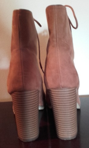 Tan suede sandals, lace-up front - ladies size 4 - Atmosphere - smart/high heels - Picture 4 of 6