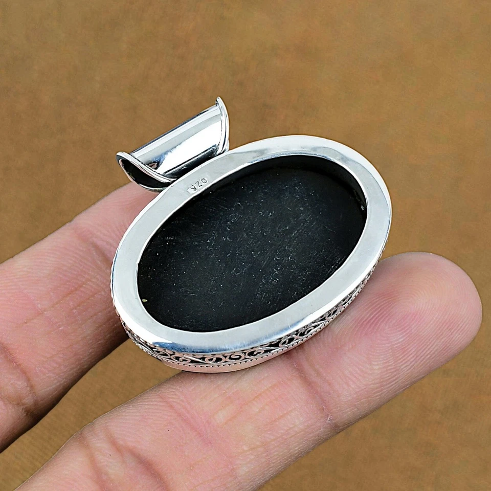 Colgante de piedras preciosas con concha de abulón de plata de ley 925 para mujer Foto 3 de 3