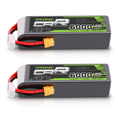 2X Ovonic 14.8V 120C 6000mAh 4S LiPo Battery with XT60 for RC Vehicle Heli jets