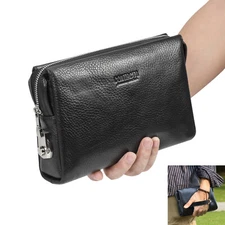 Mens Wallet Leather Clutch Bag Wallet Organizer Business With Combination Lock
