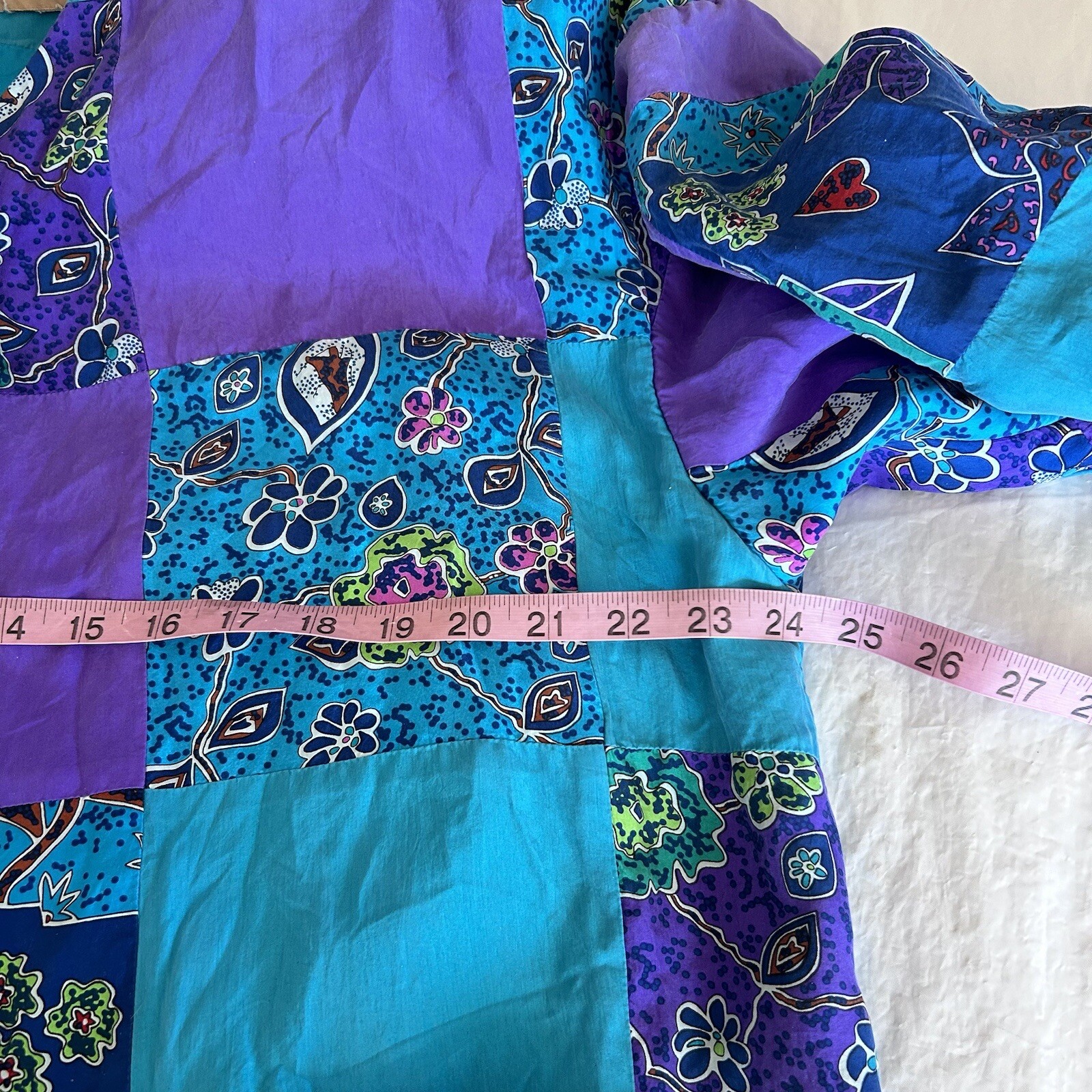 Vintage Silk Patchwork Single Button Jacket Size … - image 9