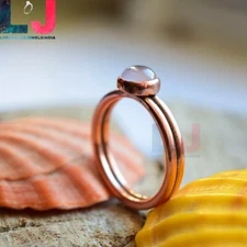 Moonstone Ring Pure Copper Statement Ring Handmade Round Plain Band Ring All Siz