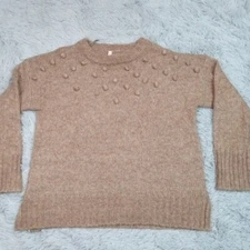 Wishlist Womens Sweater Biege M L Wool Blend Cozy Soft Comfort Sweatshirt