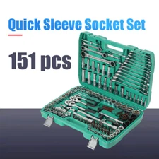 Mechanic Tool Set 151PCS Quick Ratchet Socket Wrench Repair Kit w/Storage Case
