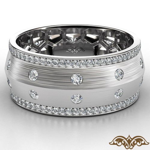 Bezel Set Knife Edge Diamond Eternity Men's Wedding Band Gold Ring 1.31 Ctw. - Picture 25 of 35