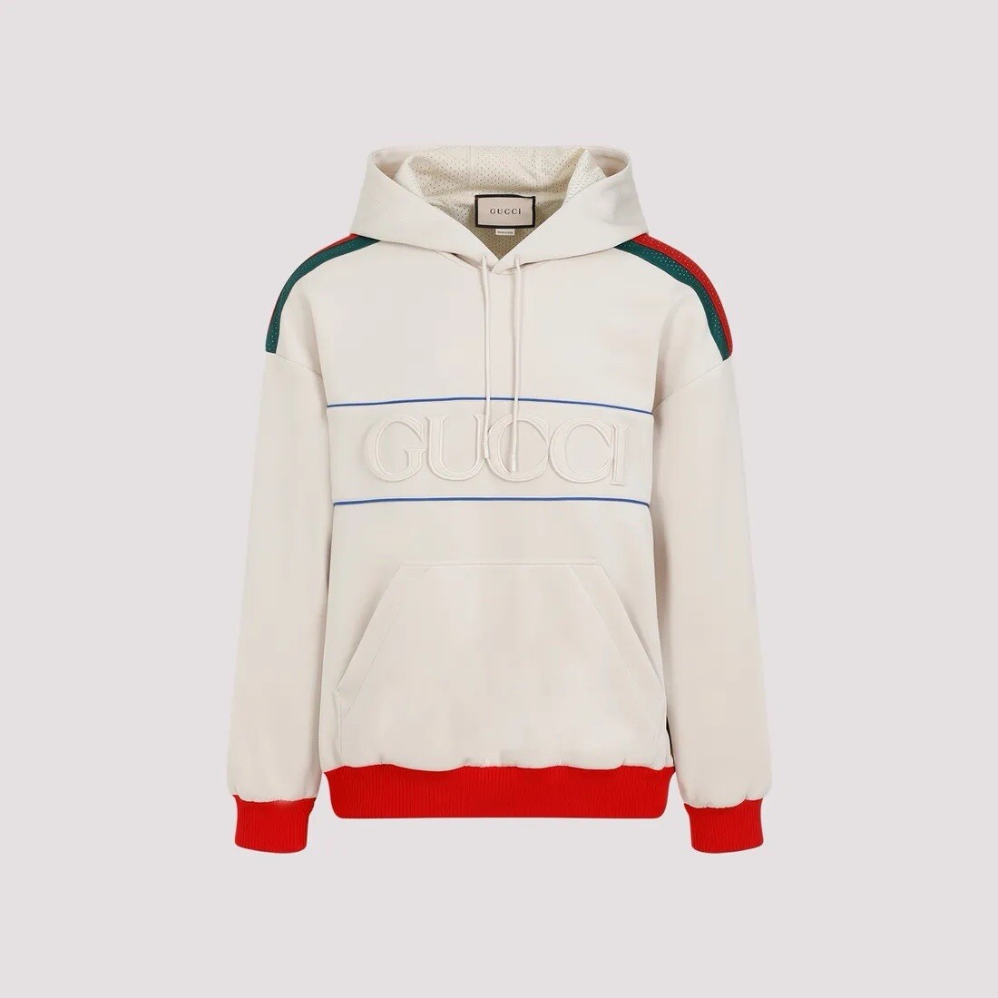 Gucci Logo Light Web Stripe Neoprene Unisex Hoodie XS NWT