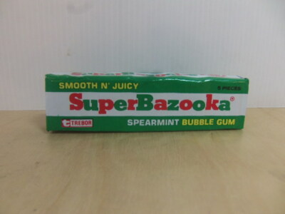 Trebor - SuperBazooka Spearmint Kaugummipaket - um 1975 ungeöffnete Süßigkeiten