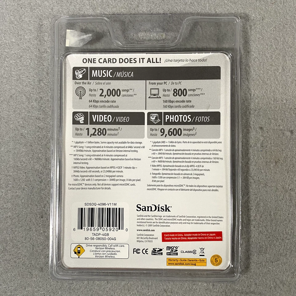 2 New SanDisk Memory Card 4 GB w/ SD Adapter 2 in 1 Universal - Image 3 of 3