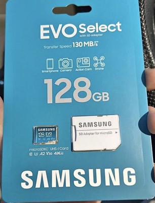 SAMSUNG EVO 128GB MicroSD Micro Flash Memory Card W/ SD Adapter