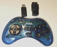 Retro-bit SEGA Saturn 8-Button  2.4GHz Wireless Controller Clear Blue