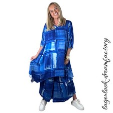 Tunique A-Ligne Lagenlook En Viscose Ultra Légère Royal-Bleu-Blanc XL XXL 3 XL