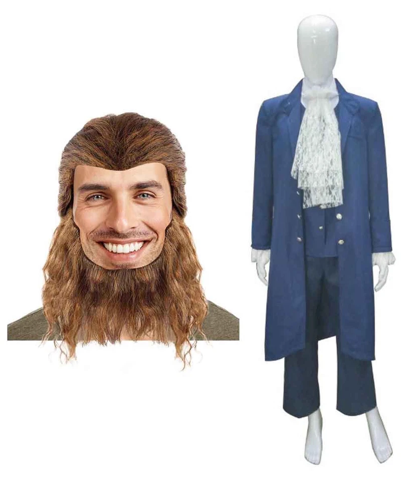 Peluca Wave Barba Azul Traje para Cosplay La Bella La Bestia Príncipe Adam HC-068 HM-175 Foto 2 de 4