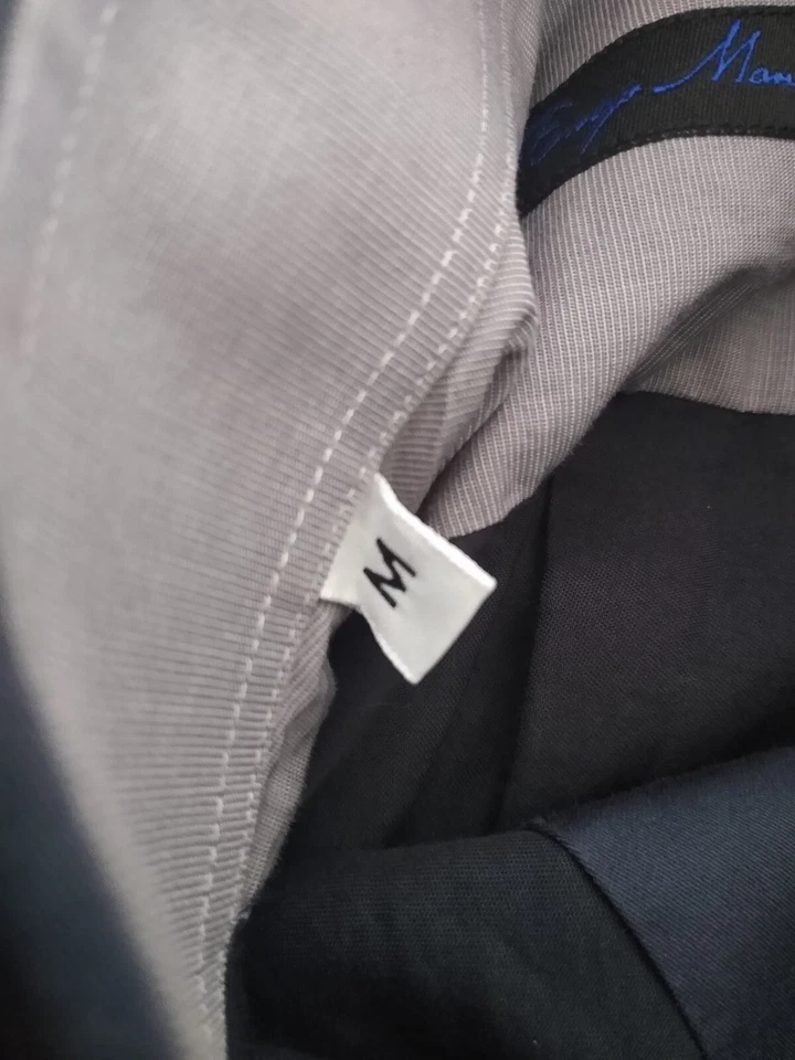 Camisa de Vestir Enzo Mantovani Para Hombres M Mediana Azul Pizarra Algodón Hecha en Italia Foto 4 de 4