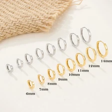 6-14mm Stacking Huggie Hoop Earrings Hinged Sleeper Solid Sterling Silver E2118