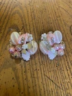 VTG Miriam Haskell Style Pink Gold Tone Faux Pearl 1950s Clip-on Earrings