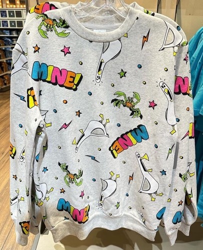 2024 Disney Parks Pixar Finding Nemo Sweatshirt Mine Epcot Gray Pullover Sz XL
