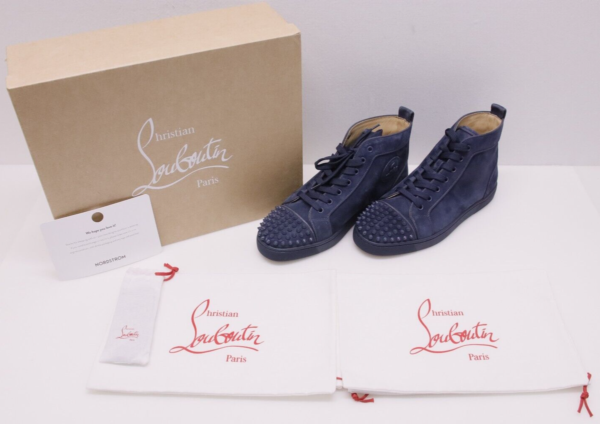 CHRISTIAN LOUBOUTIN 995$ Rock Blue Suede LOU Spikes Orlato High