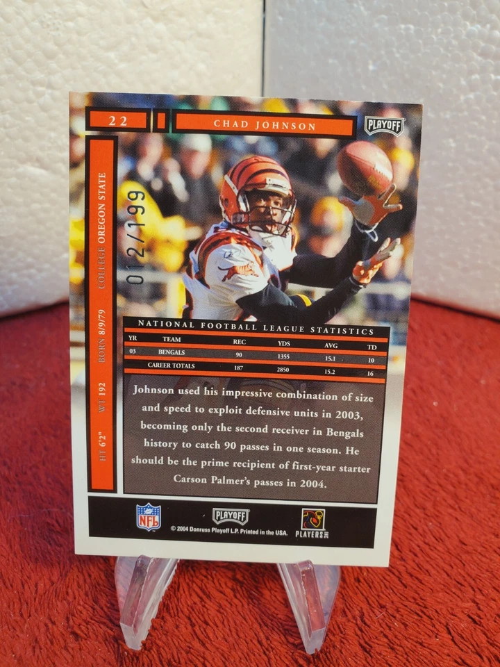 2004 Playoff Honors Xs #/199 Chad Johnson Cincinnati Bengals  - Image 3 of 3