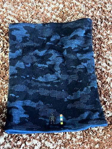 Smartwool Kids' Thermal Merino Neck Gaiter Blue Digital Camo Print Ski Winter