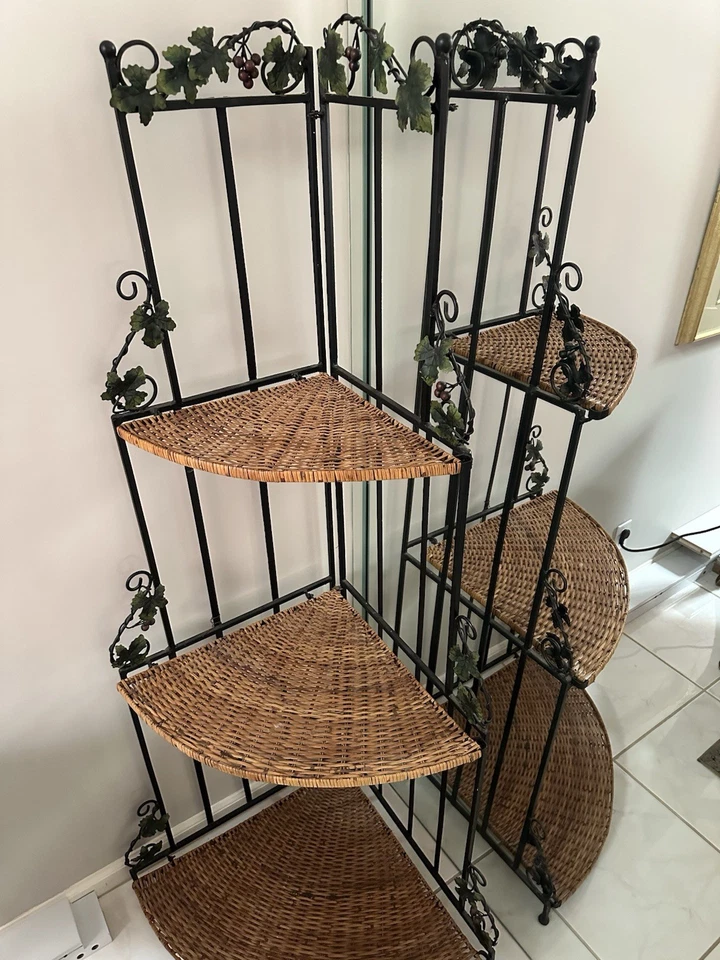 Wicker & Iron Corner Shelf– 6’ Tall - Image 3 of 4