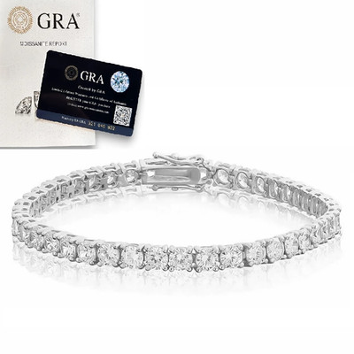 9.20 CTW 4mm Tennis Bracelet SOLID 925 Sterling Silver MOISSANITE 7'' - GRA
