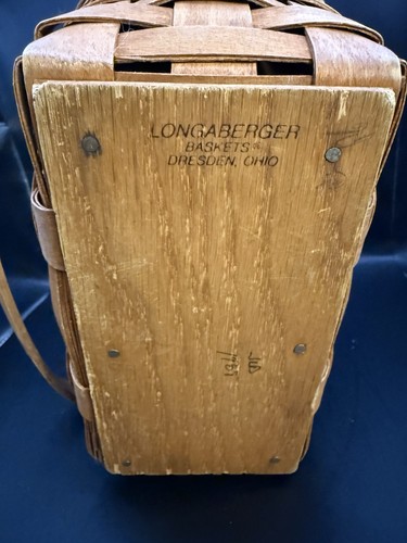 Cesta Longaberger con tapa pintada a mano firmada vintage Dresden Ohio - Imagen 6 de 8