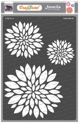 CrafTreat Reusable Flower Stencils for Painting on Wood, Canvas, A4, White
