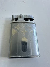 Vintage Ronson GEM  Lighter Chrome & Satin With Cross Designs
