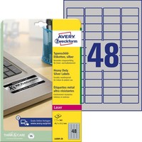 Avery Zweckform Typenschild Etiketten L6009-20 Silber 45,7 X 21,2 Mm Folie Strap