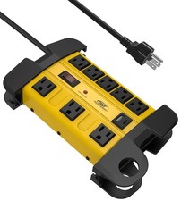 CRST Heavy Duty 8-Outlet Metal Power Strip w/ 2 USB, Surge Protector, 15A