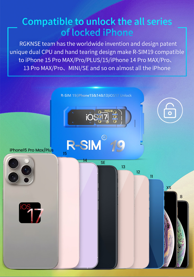 R-SIM19 QPE Stable Nano Unlock SIM Card For iPhone 15 14 13 12 Pro Max 11 IOS17