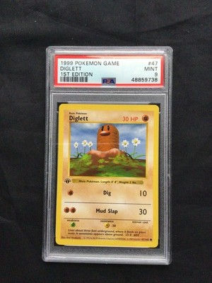 Pokemon Karten: Base Set 1. Edition Common: Diglett 47/102 PSA 9