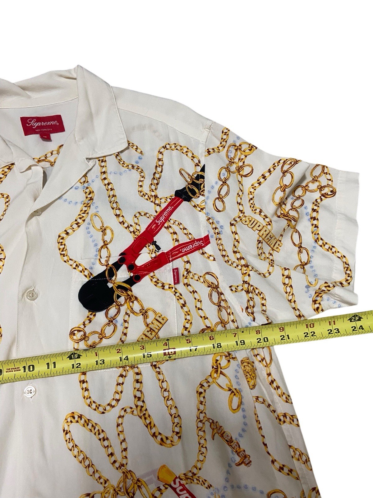 SUPREME GOLD CHAINS Size Medium Button Shirt Bolt… - image 11