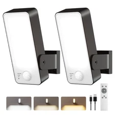 2 Pack Motion Sensor Outdoor Lights, 10000mAh Rechargeable 600 Lumen Battery ...