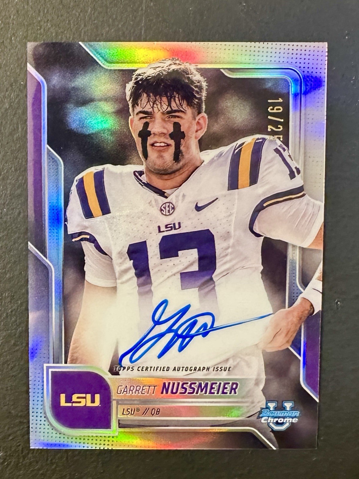 2025 Bowman Chrome U - Garrett Nussmeier Auto /25 Image Variation LSU Tigers NEW
