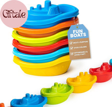 Stackable Toy Boat 6Pcs Educational Water Toys for Toddlers 1-3, Baby Pool Ess