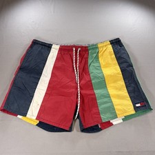 Y2K Vintage Tommy Hilfiger Swim Trunks Multicolor Color Block Mens Size Large