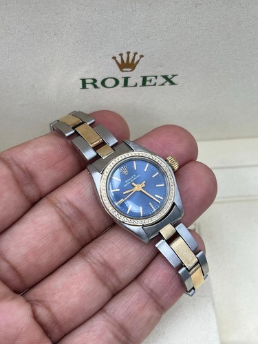 Rolex 6724 Ladies Steel & Gold Watch Rare Blue Dial Diamond Bezel - Picture 2 of 8