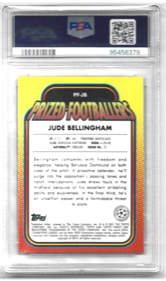 2020-21 Finest UCL #JB Jude Bellingham Prized Footballers RC PSA 9 - Image 2 of 3