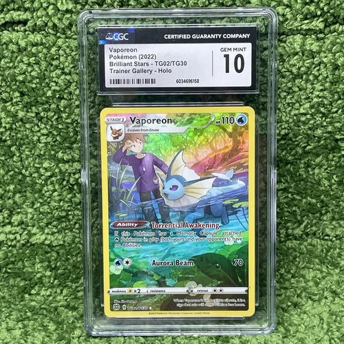 2022 Brilliant Stars - English Vaporeon Trainer Gallery Holo TG02/TG30