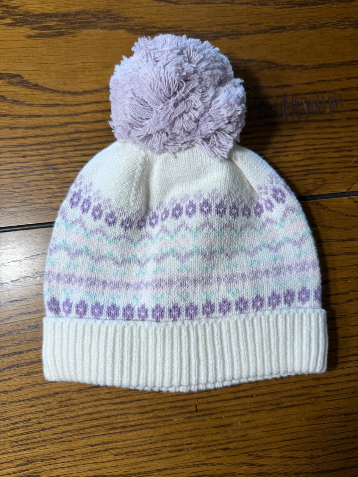NWT Janie and Jack Warm and Cozy Fair Isle Pom Beanie Hat Girls Size 0-3 Months
