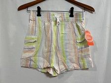 Wonder Nation Girls Pull-On Shorts Side pockets Linen Stripe U pick size New