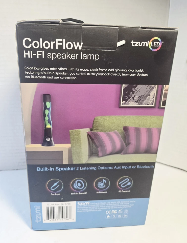 Lámpara de Noche LED Izumi Colorflow y Altavoz Bluetooth y Auxiliar 16.5" Foto 2 de 4