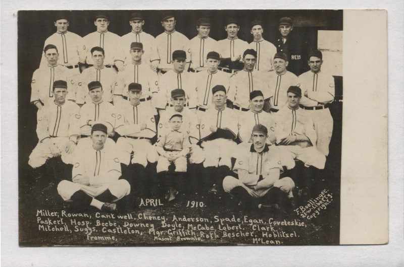 1910 Cincinnati Reds RPPC TEAM POSTCARD SENT BY HARRY COVELESKIE PLAYER