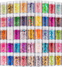 Holographic Chunky and Fine Glitter Mix, 45 Colors Festival Sequins Powder, Ir