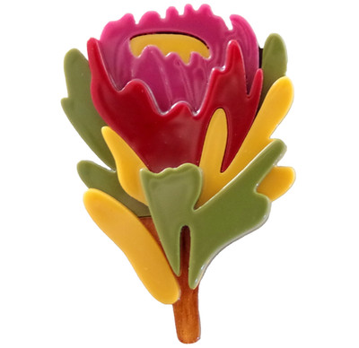 2.75'' NWOT BEAUTIFUL FALL COLOR DESERT ROSE FLOWER LAYERED ACRYLIC BROOCH PIN