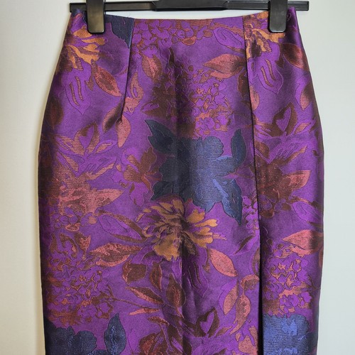 ASOS 8 Gonna a matita midi Jaquard viola blu floreale spacco davanti - Foto 2 di 8